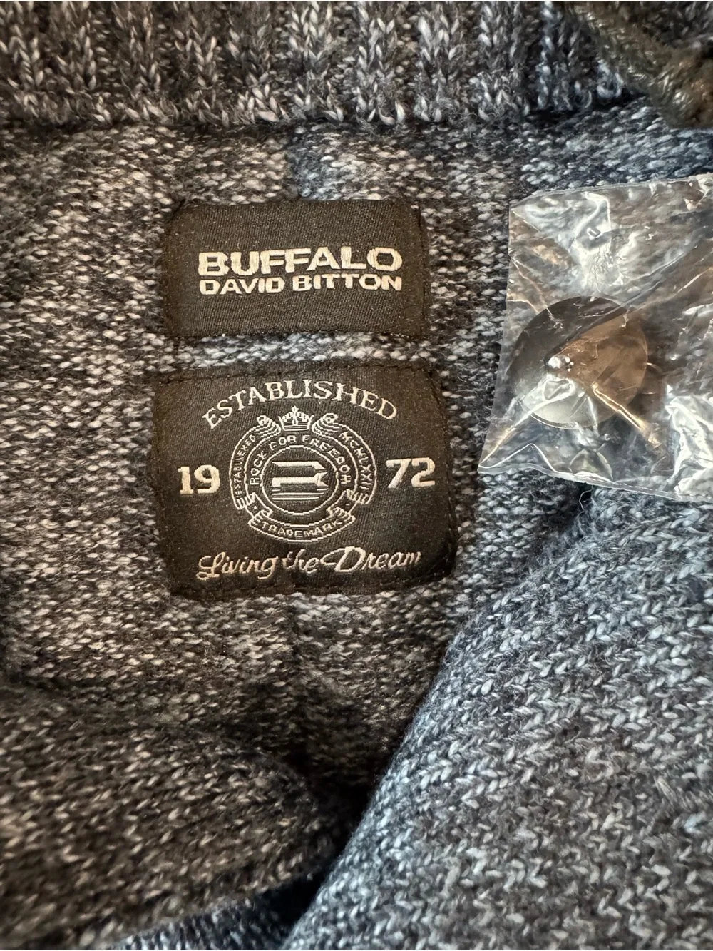 Buffalo David Bitton Men's Blue Textured Knit Half-Zip Sweater